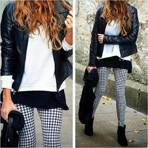 Herringbone print leggings